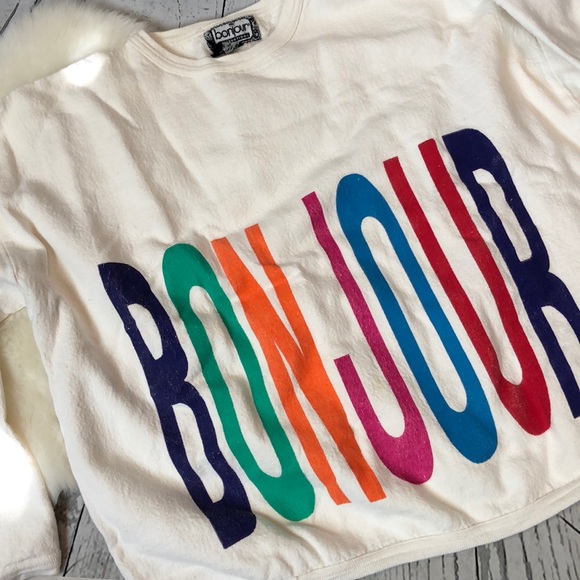 Vintage Tops - •Vintage• BONJOUR Rainbow Crop Summer Top OS